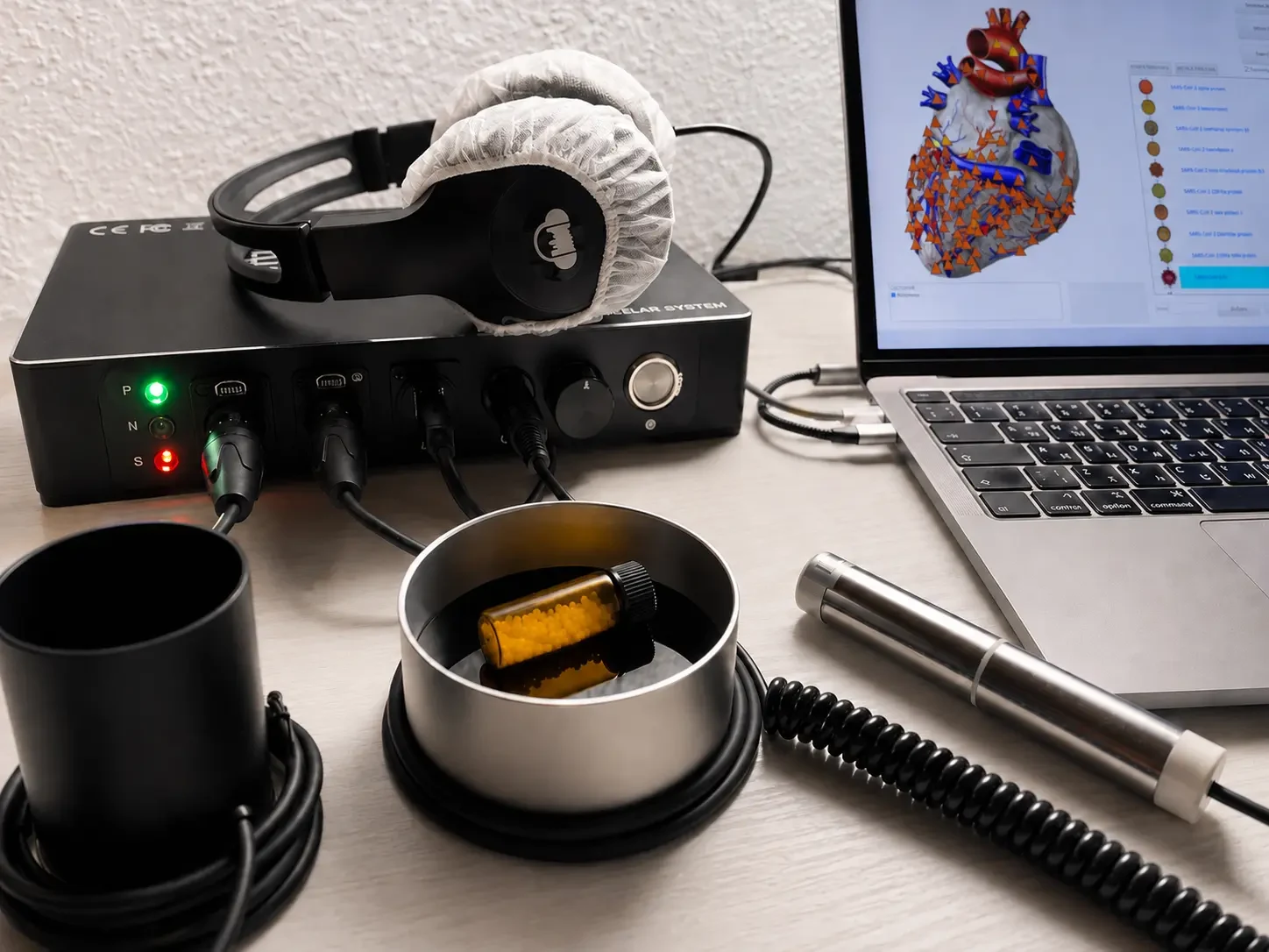 Bioresonanzanalyse am Laptop in der Praxis in Erfurt